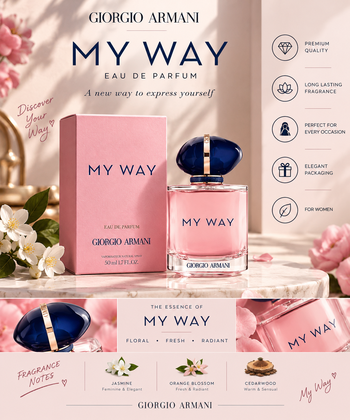 Giorgio Armani My Way Eau de Parfum for Women – Long Lasting Floral Fragrance online store