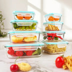 8 Piece Glass Food Storage Container Set for Meal Prep and Kitchen Organization EZ Carthub