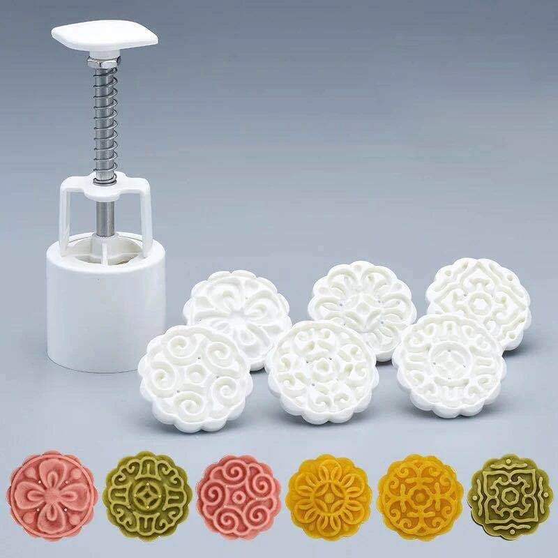 6 Piece Flower Shaped Mooncake Mold Set for Baking and Fondant Decorating EZ Carthub