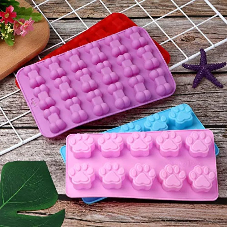 Dog Paw and Bone Silicone Mold for Treats Chocolate and Baking EZ Carthub