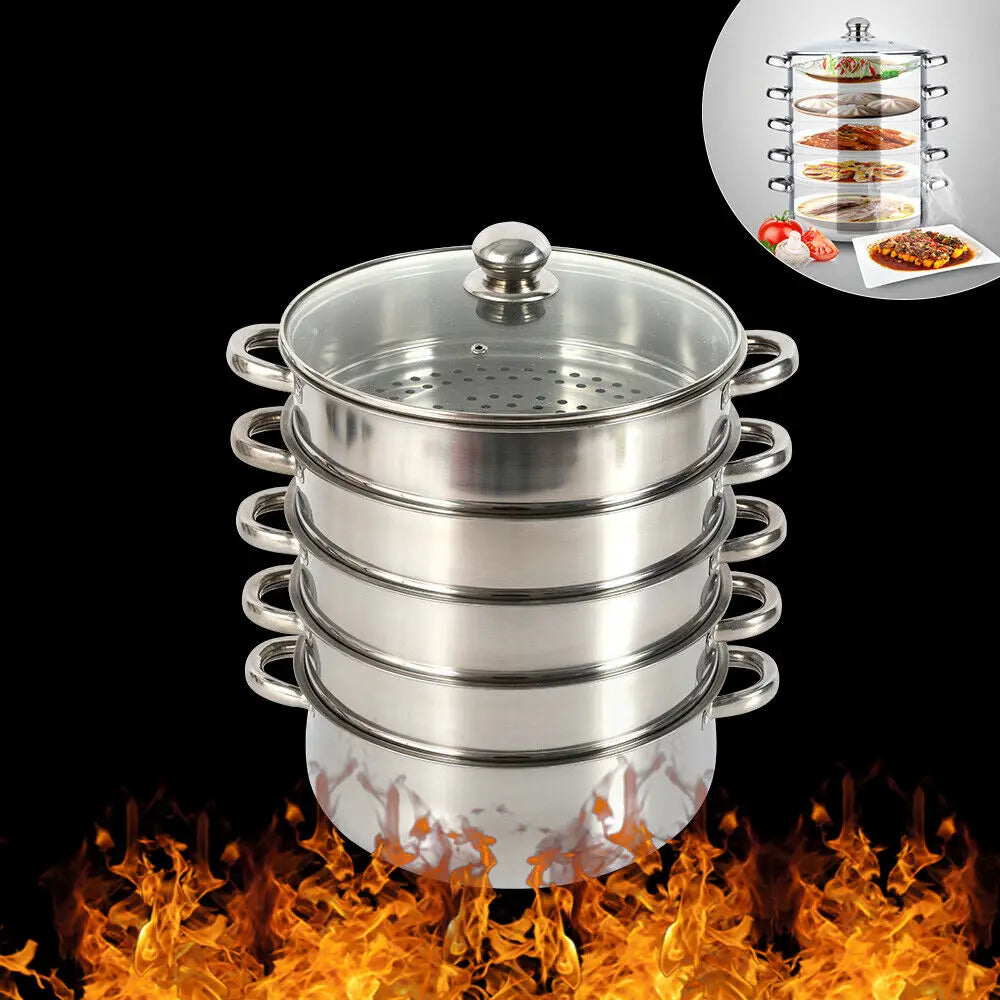 5 Tier Stainless Steel Steamer Pot for Healthy and Efficient Cooking EZ Carthub