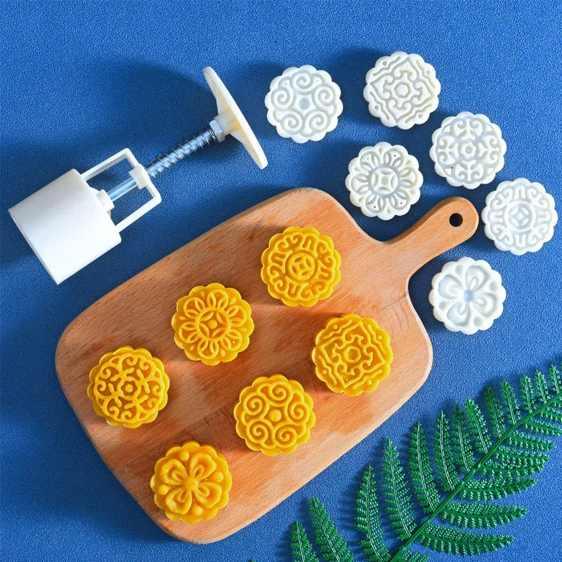6 Piece Flower Shaped Mooncake Mold Set for Baking and Fondant Decorating EZ Carthub