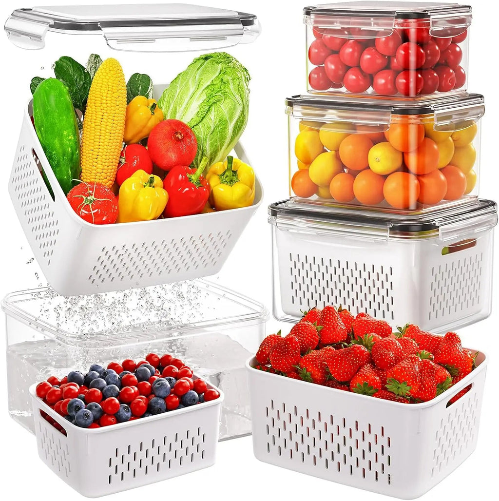 Fruit Storage Container with Strainer Bowl for Fresh Produce and Salad Washing EZ Carthub