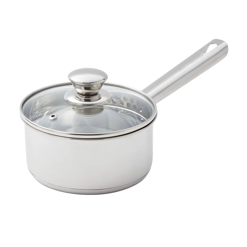 Stainless Steel Saucepan with Straining Lid for Efficient Everyday Cooking EZ Carthub