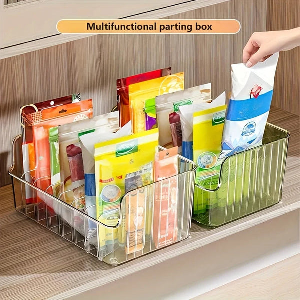 Clear Plastic Seasoning Storage Box with Adjustable Divider for Kitchen Organization EZ Carthub