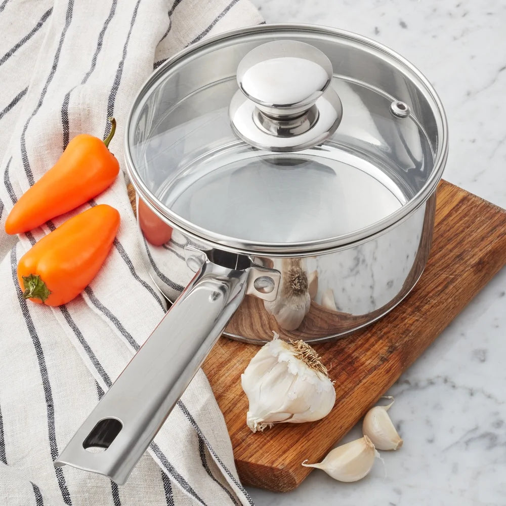 Stainless Steel Saucepan with Straining Lid for Efficient Everyday Cooking EZ Carthub