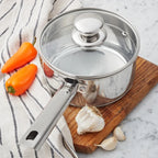 Stainless Steel Saucepan with Straining Lid for Efficient Everyday Cooking EZ Carthub