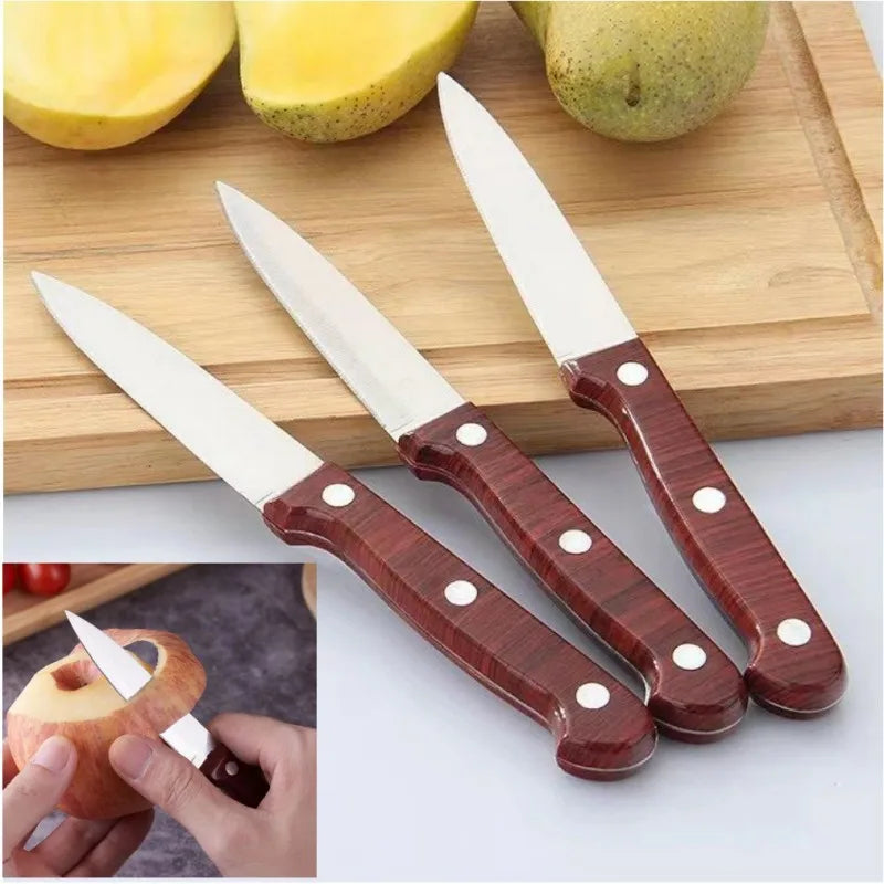 Stainless Steel Paring Knife with Wood Grain Handle for Everyday Food Preparation EZ Carthub