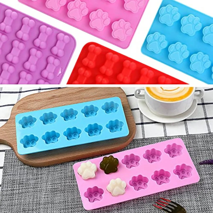 Dog Paw and Bone Silicone Mold for Treats Chocolate and Baking EZ Carthub
