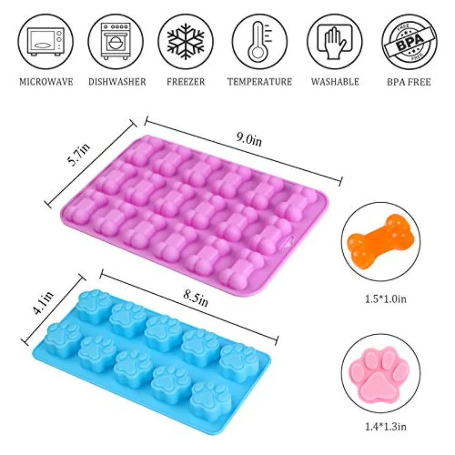 Dog Paw and Bone Silicone Mold for Treats Chocolate and Baking EZ Carthub