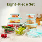 8 Piece Glass Food Storage Container Set for Meal Prep and Kitchen Organization EZ Carthub