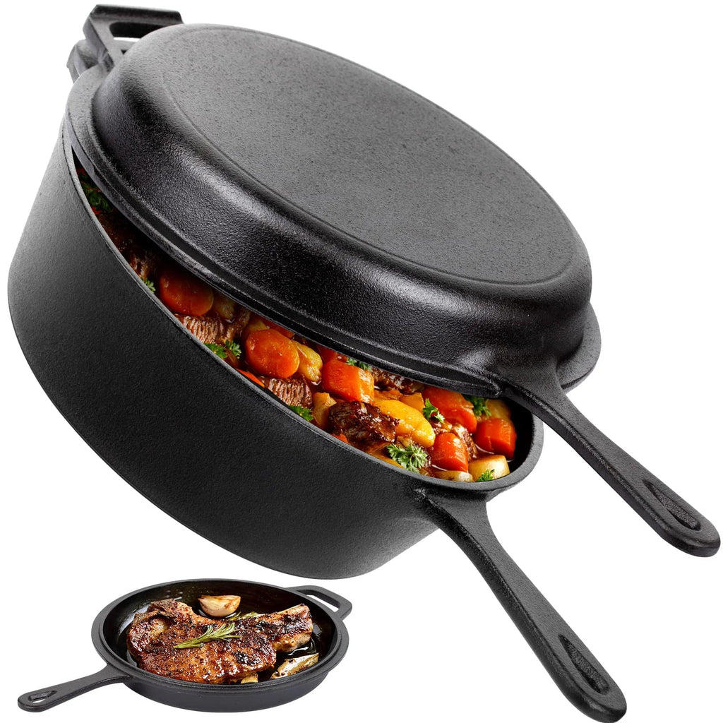 Pre-Seasoned Cast Iron Dutch Oven and Skillet Combo for Versatile Cooking EZ Carthub
