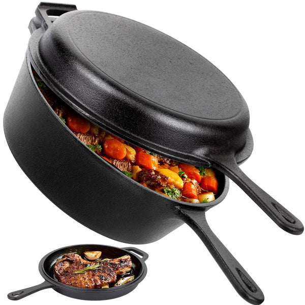 Pre-Seasoned Cast Iron Dutch Oven and Skillet Combo for Versatile Cooking EZ Carthub