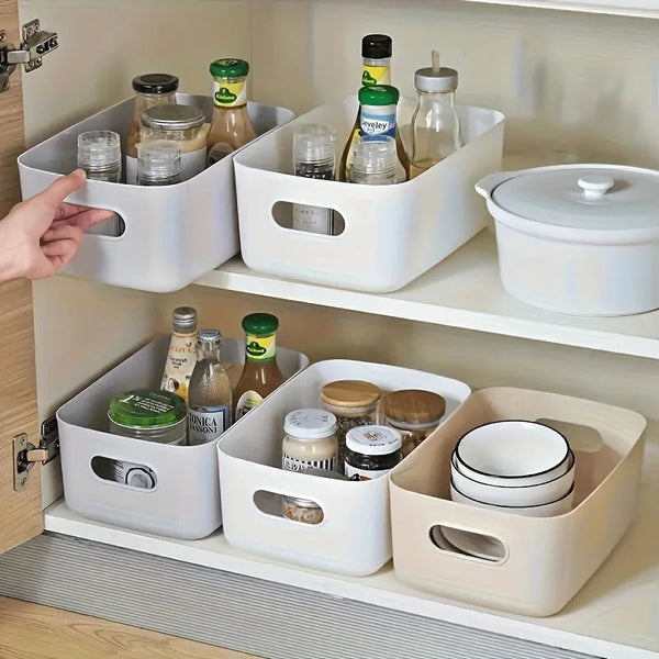 5 Piece Stackable Plastic Storage Box Set for Kitchen Bathroom and Home Organization EZ Carthub