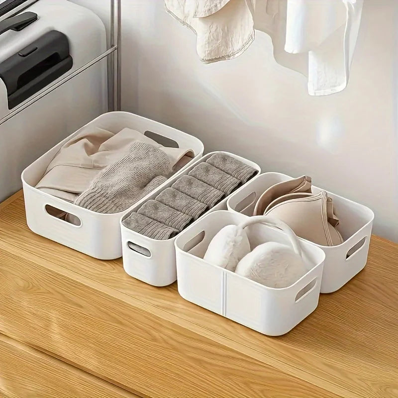 5 Piece Stackable Plastic Storage Box Set for Kitchen Bathroom and Home Organization EZ Carthub