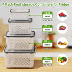 Fruit Storage Container with Strainer Bowl for Fresh Produce and Salad Washing EZ Carthub
