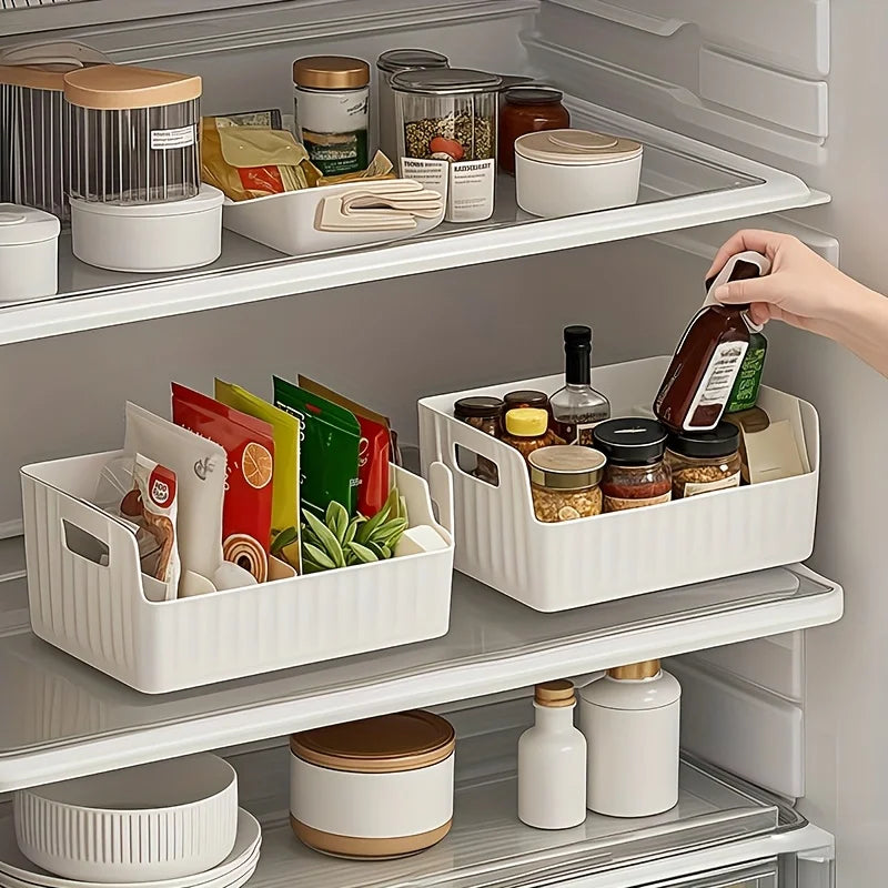 Clear Plastic Seasoning Storage Box with Adjustable Divider for Kitchen Organization EZ Carthub