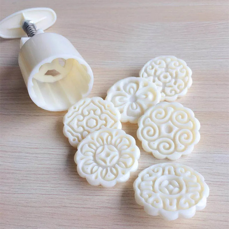 6 Piece Flower Shaped Mooncake Mold Set for Baking and Fondant Decorating EZ Carthub
