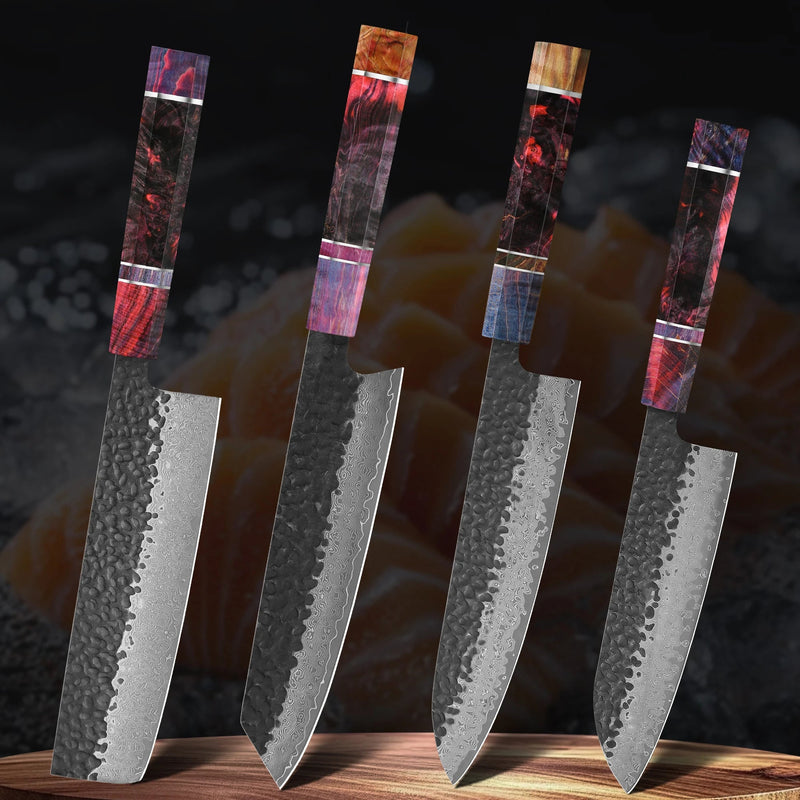 67 Layer Damascus Steel Kitchen Knife Set for Professional Cooking and Food Preparation EZ Carthub