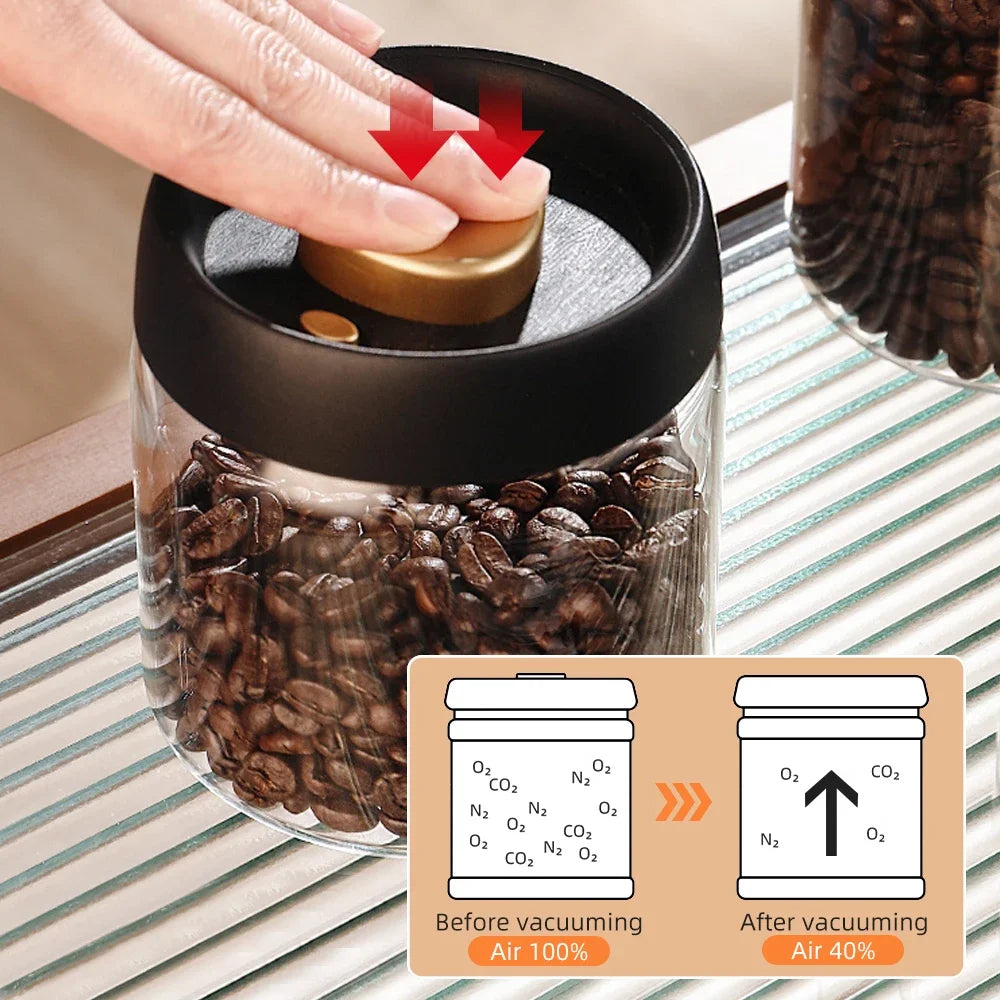 Vacuum Sealed Glass Storage Jar for Coffee Beans Tea and Dry Foods EZ Carthub