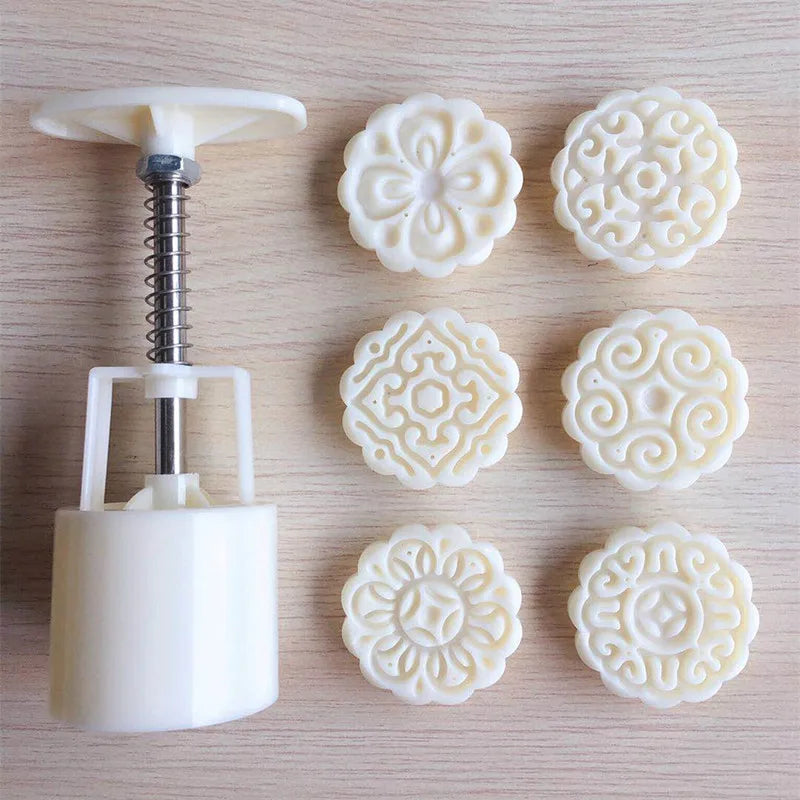 6 Piece Flower Shaped Mooncake Mold Set for Baking and Fondant Decorating EZ Carthub