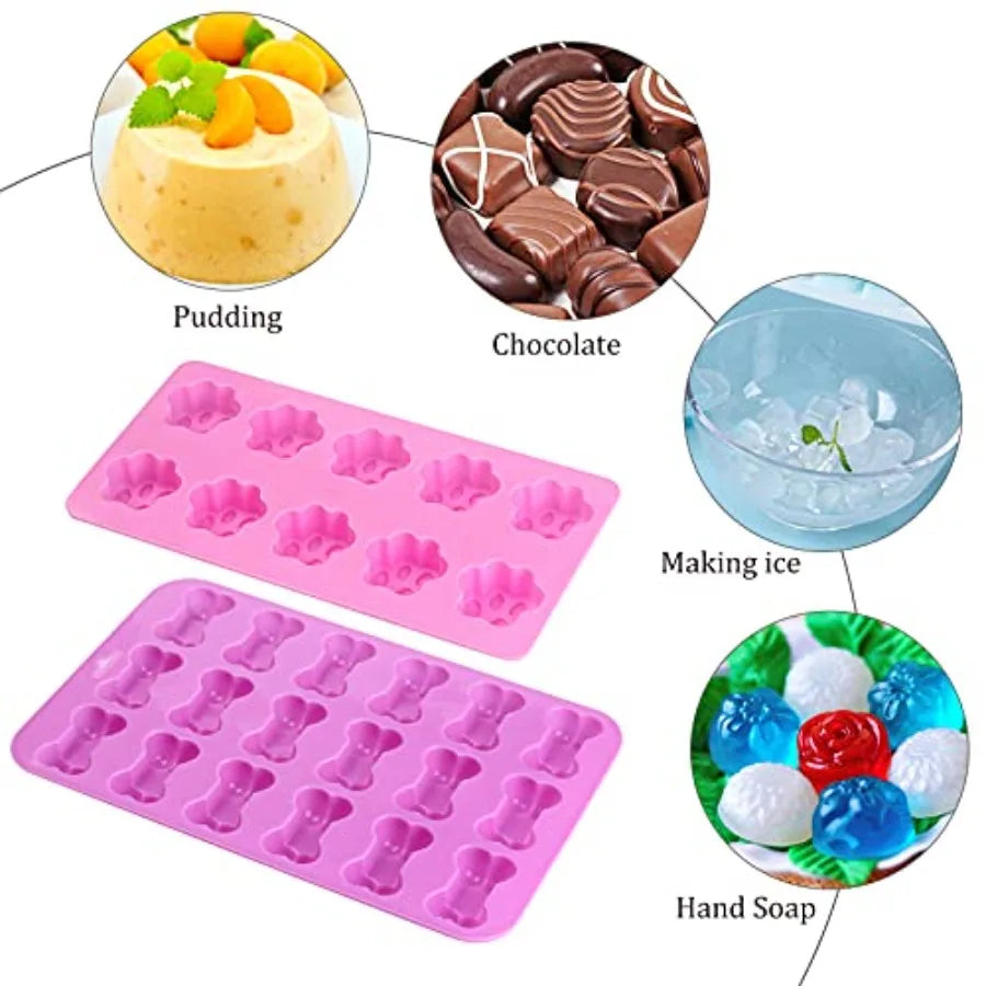 Dog Paw and Bone Silicone Mold for Treats Chocolate and Baking EZ Carthub