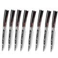 Damascus Pattern Steak Knife Set with Wooden Handles for Precise Dining and Cutting EZ Carthub