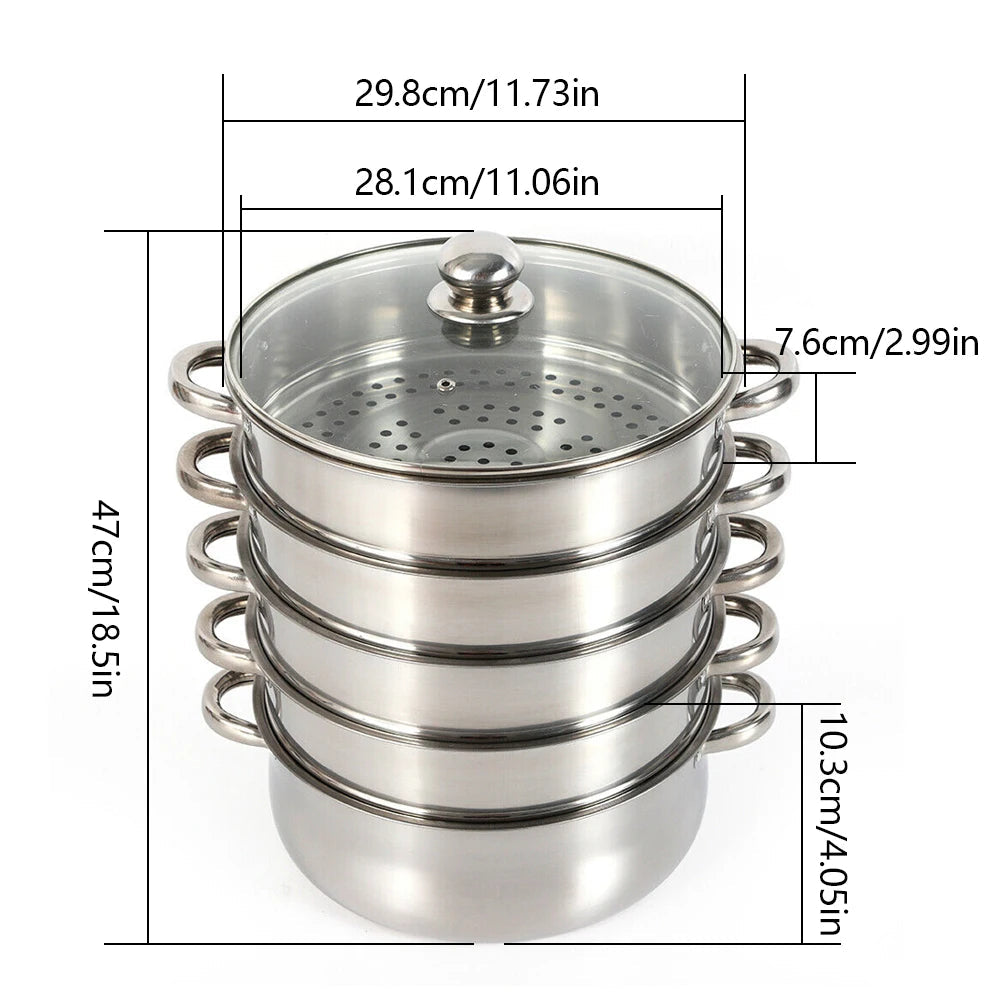 5 Tier Stainless Steel Steamer Pot for Healthy and Efficient Cooking EZ Carthub