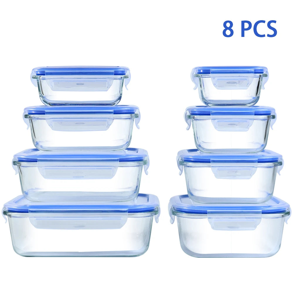 8 Piece Glass Food Storage Container Set for Meal Prep and Kitchen Organization EZ Carthub