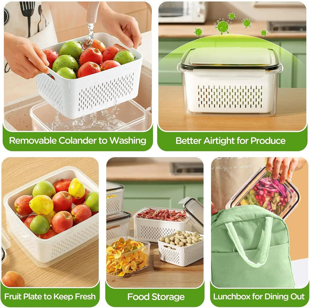 Fruit Storage Container with Strainer Bowl for Fresh Produce and Salad Washing EZ Carthub