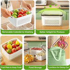 Fruit Storage Container with Strainer Bowl for Fresh Produce and Salad Washing EZ Carthub