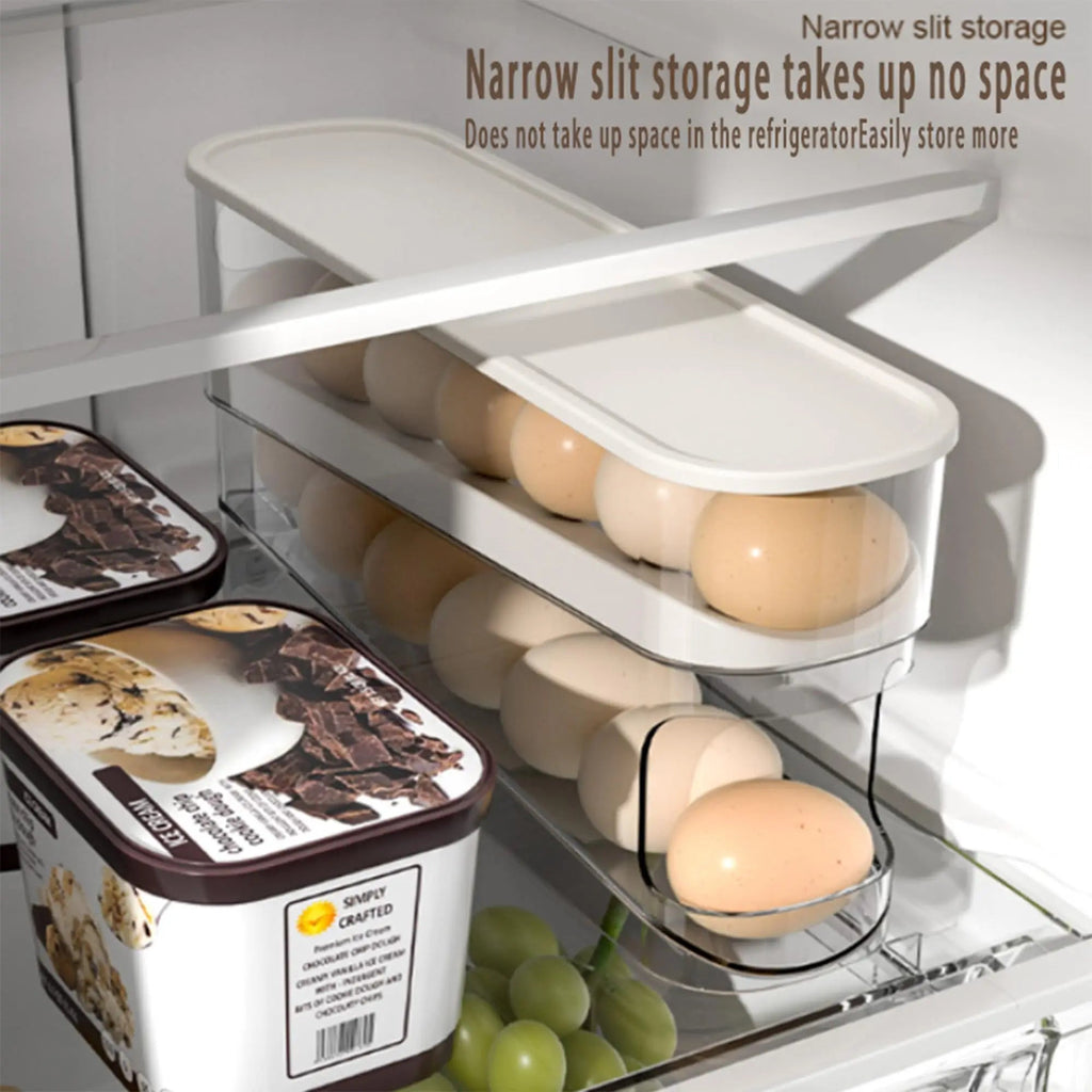 Auto Rolling Egg Organizer for Space Saving Refrigerator Storage EZ Carthub