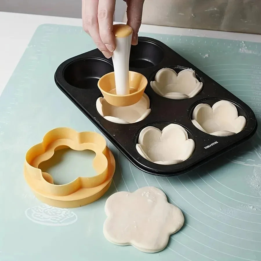 Pastry Dough Tamper and Flower Cutter Set for Baking and Dessert Making EZ Carthub