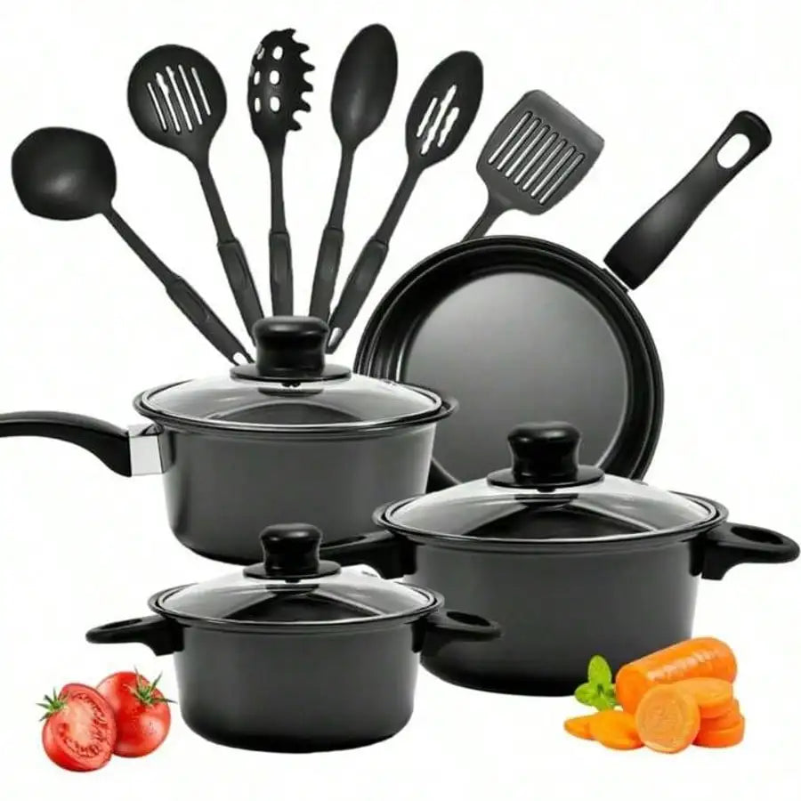 13 Piece Nonstick Cookware Set with Induction Pots Pans and Kitchen Utensils EZ Carthub