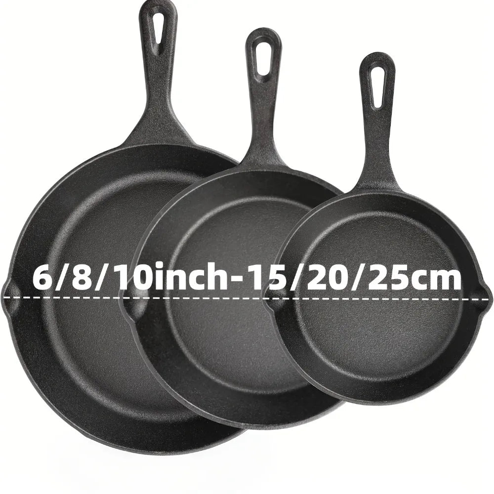 3 Piece Cast Iron Skillet Set for Oven Grill and Campfire Cooking EZ Carthub