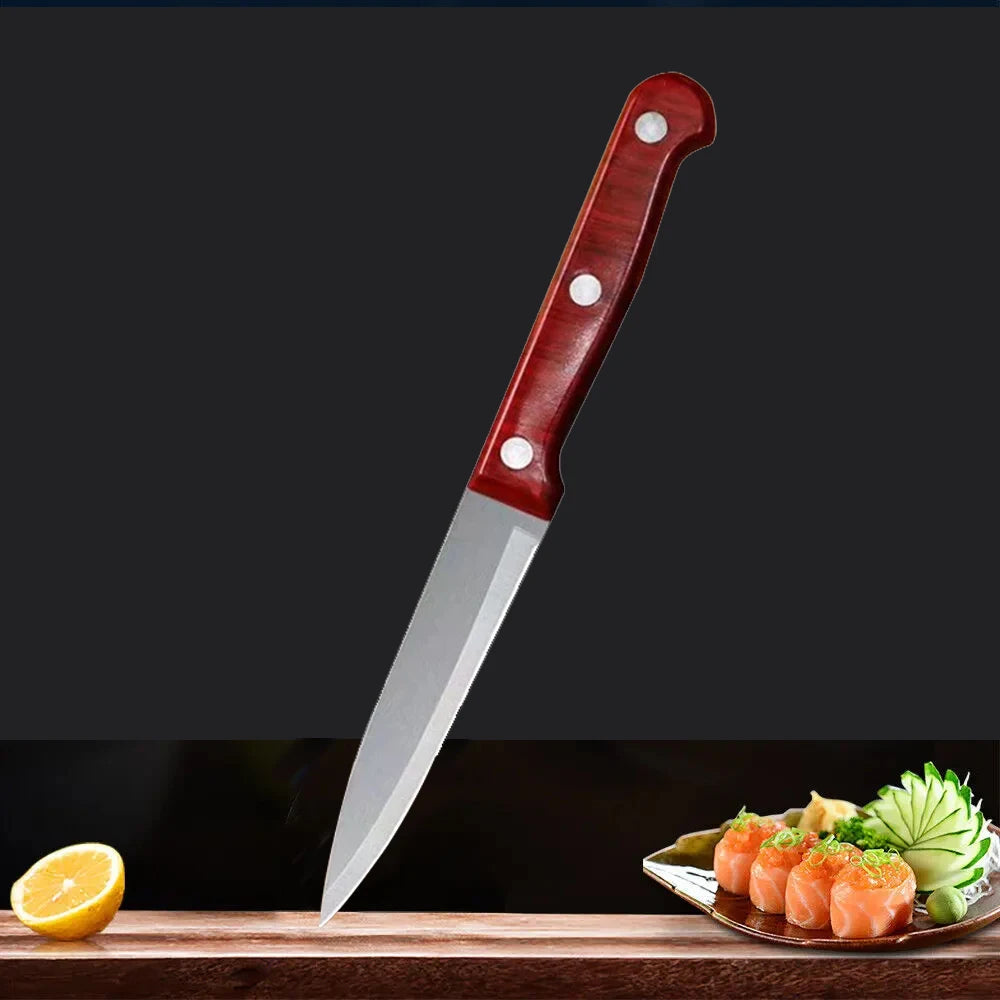 Stainless Steel Paring Knife with Wood Grain Handle for Everyday Food Preparation EZ Carthub