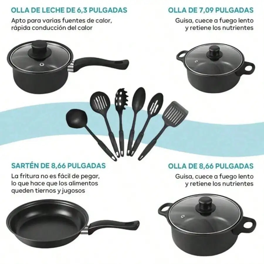 13 Piece Nonstick Cookware Set with Induction Pots Pans and Kitchen Utensils EZ Carthub