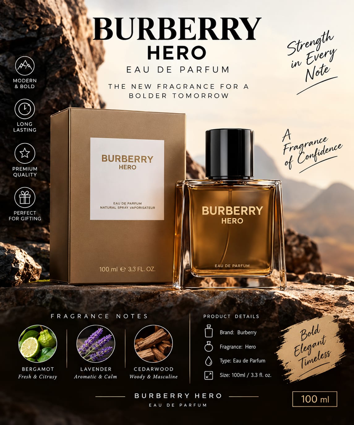 Burberry Hero Eau de Parfum 100ml | Men’s Premium Woody Perfume online store