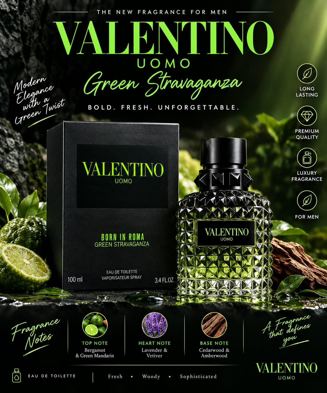 Valentino Uomo Born in Roma Green Stravaganza Eau de Toilette for Men – 100ml online store