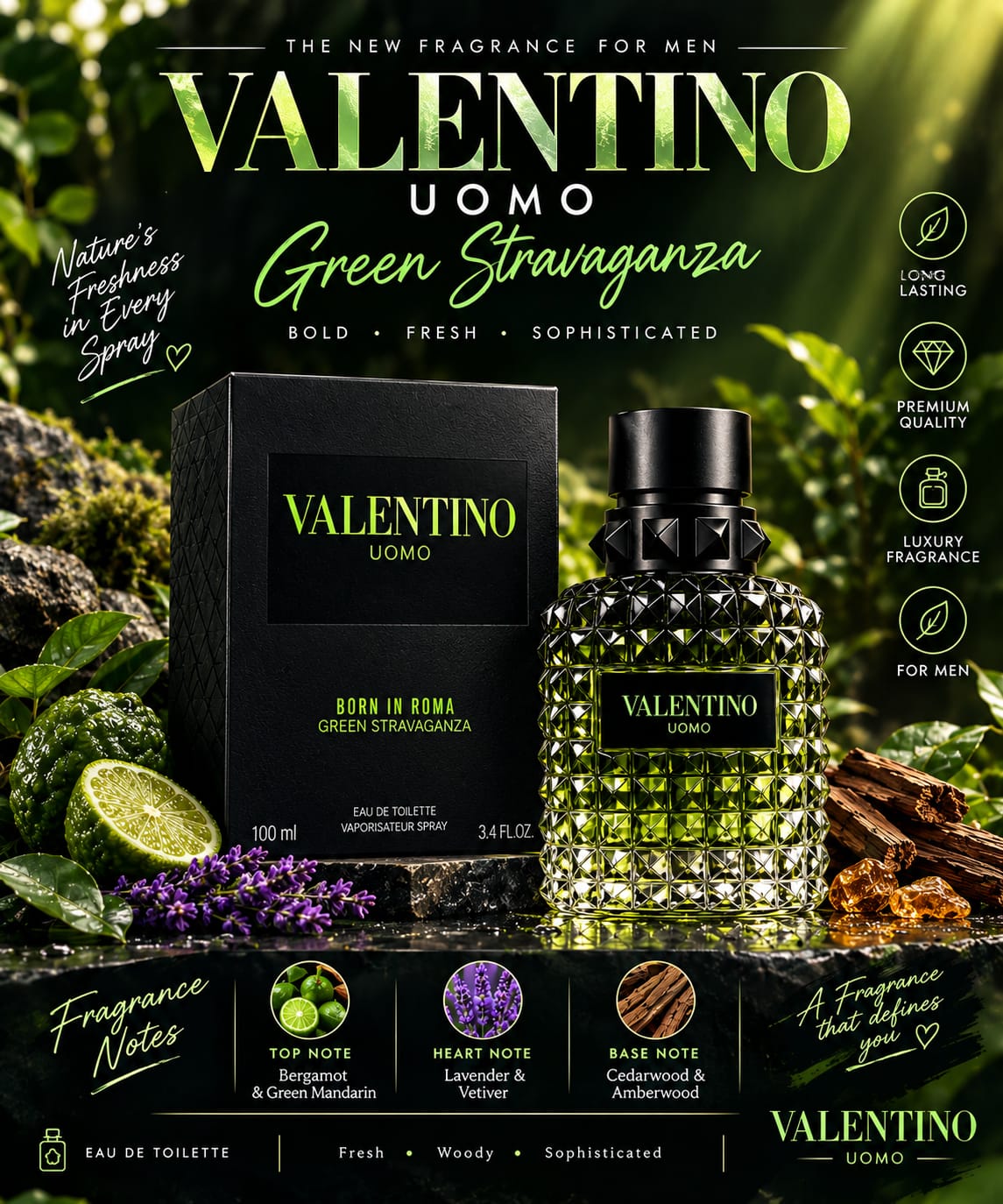 Valentino Uomo Born in Roma Green Stravaganza Eau de Toilette for Men – 100ml online store