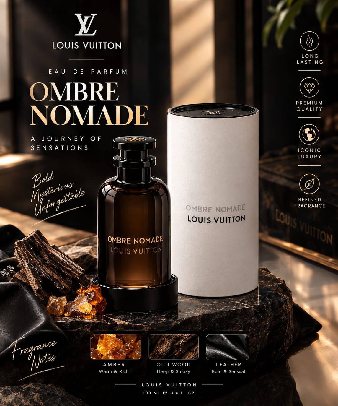 Louis Vuitton Ombre Nomade Eau de Parfum 100ml – Luxury Woody Amber Fragrance online store