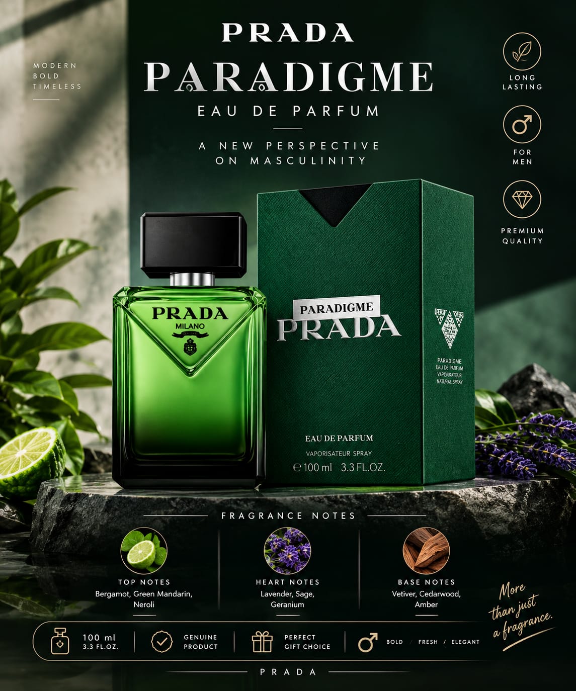 Prada Paradigme Eau de Parfum 100ml for Men – Long Lasting Fragrance online store