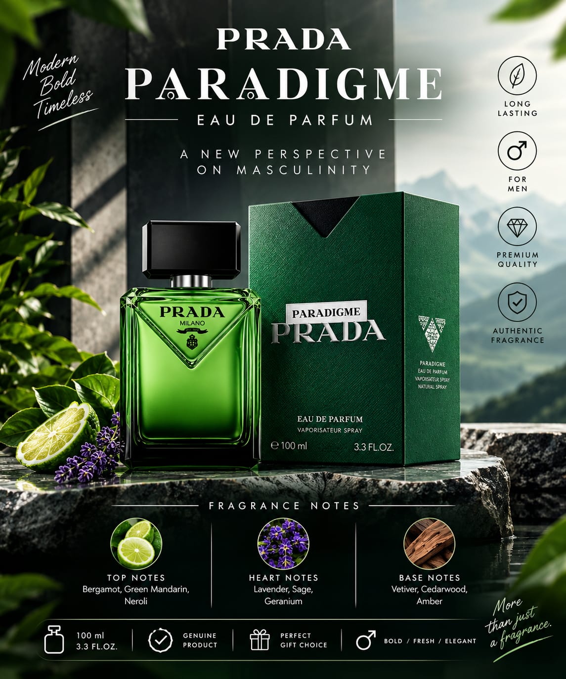 Prada Paradigme Eau de Parfum 100ml for Men – Long Lasting Fragrance online store